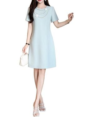 BURRYCO Short Sleeve Aline Dress - Blue