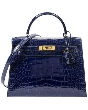 Hermès Limited Edition Sapphire Alligator Leather Kelly Sellier 28 (Authentic Pre-Owned) - Blue