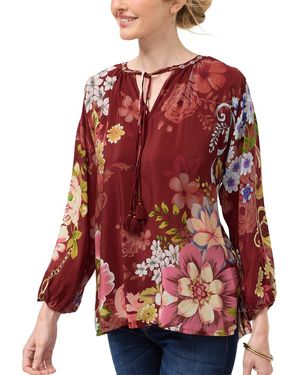 Johnny Was Margot Silk Blouse - Red