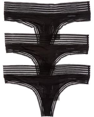 Calvin Klein 3Pk Thong - Black