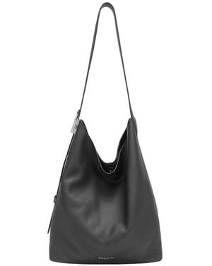 Tiffany & Fred Paris Pebbled Leather Slouch Tote - Black