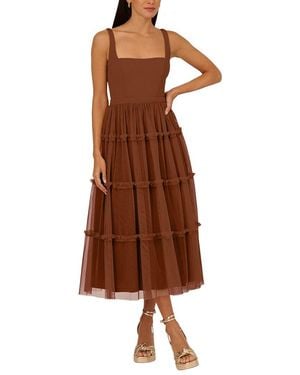 ADRIANNA EVE Solid Midi Dress - Brown