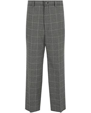 Gucci Wide Leg Plaid Wool-Blend Trouser - Grey
