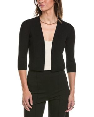 Lafayette 148 New York Petite Cropped Open Front Silk-Blend Cardigan - Black