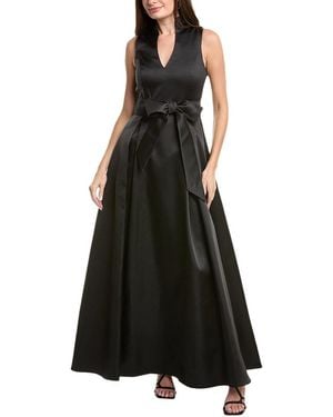 Adrianna Papell Mikado Tie Front Dress - Black
