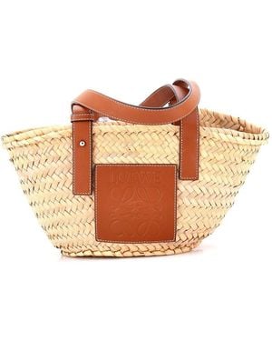 Loewe Raffia Basket Tote Small (Authentic Pre-Loved) - Brown
