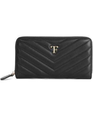 Tiffany & Fred Paris V-Shape Quilted Leather Wallet - Black