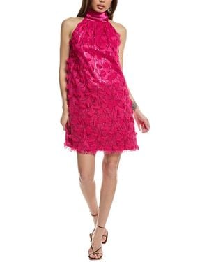 Eliza J Embroidered Halter Mini Dress - Pink