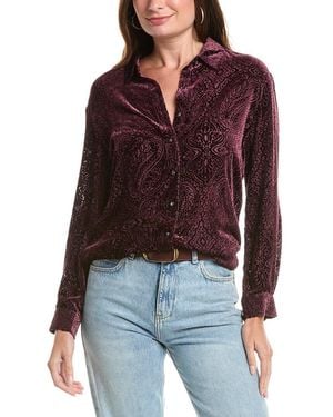 Johnny Was Maisen Button-Down Silk-Blend Tunic - Red