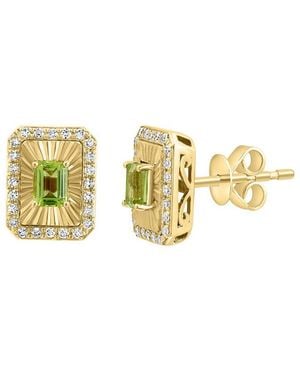 Effy Fine Jewelry 14K 0.69 Ct. Tw. Diamond & Peridot Earrings - Metallic