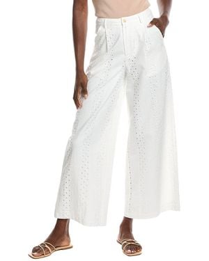Gracia Eyelet Embroidered Wide-Leg Pant - White