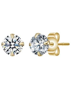 Rachel Glauber 14K Plated Cz Stud Earrings - Metallic