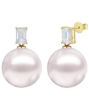 Kai Fine Jewelry 14K 1.30 Ct. Tw. Lab-Grown Diamond & 12-13Mm Pearl Earrings - Multicolour