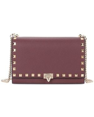 Tiffany & Fred Paris Studded Fold-Over Leather Clutch - Purple