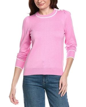 Hannah Rose Button Shoulder Cashmere-Blend Jumper - Blue