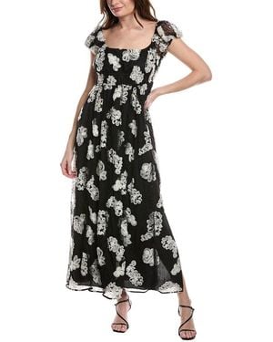 Rebecca Taylor Ribbon Lace Silk Maxi Dress - White