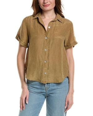 Bella Dahl Cuffed Short Sleeve Linen-Blend Shirt - Multicolour