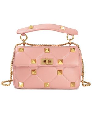 Tiffany & Fred Paris Quilted & Studded Leather Messenger Bag - Pink