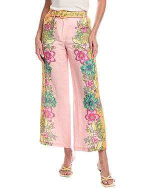 Tahari Linen-Blend Pant - Pink