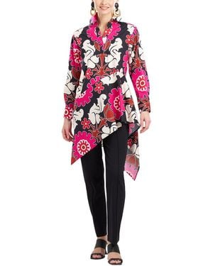 Natori Talitha Poplin Flounce Shirt - Red