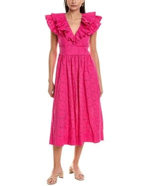 Ted Baker Ruffle V-Neck Midi Sundress - Pink