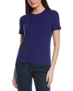 St. John Sleek Rib Jersey Knit Top - Blue