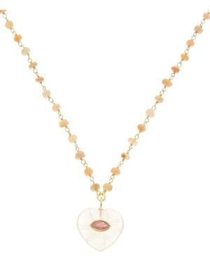 Rachel Reinhardt Jewelry Vermeil Rose Quartz & Opal Pendant Necklace - Metallic