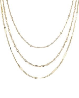 Adornia 14K Plated 3-Chain Necklace Set - White