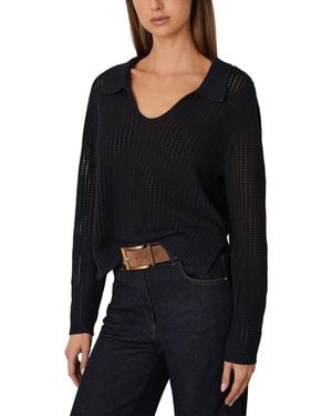 Reiss Matilda Open Collar Knit Silk-Blend Top - Black