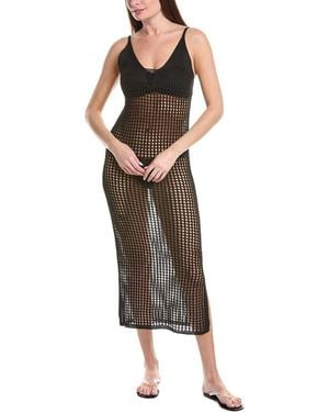 Salty Lemon Low V-Neck Open Knit Slip Dress - Brown
