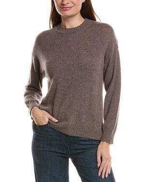 Hannah Rose Basic Crewneck 100% Cashmere Sweater - Gray