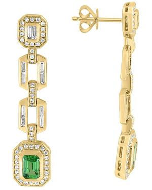 Effy Fine Jewelry 14K 2.11 Ct. Tw. Diamond & Tsavorite Earrings - Metallic