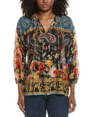 Johnny Was Margot Silk Blouse - Black