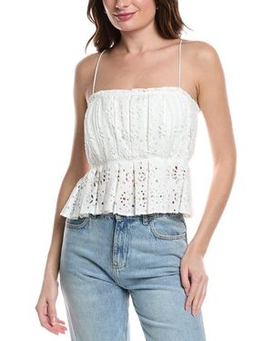 Rebecca Taylor Geo Eyelet Pleated Tank - Blue