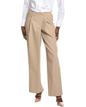 Jonathan Simkhai Tayler Overlap Wide Leg Wool-Blend Trouser - Natural
