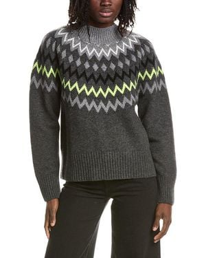 Isla Sara Oversized Fairisle Mock Neck Cashmere Jumper - Black
