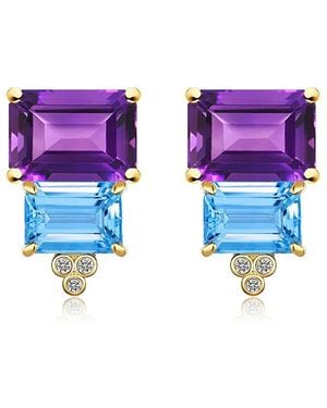 Kai Fine Jewelry 14K 7.23 Ct. Tw. Diamond & Gemstone Stud Earrings - Purple