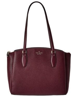 Kate Spade Monet Large Compartment Leather Tote - Purple