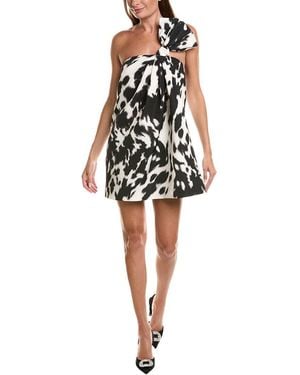Oscar de la Renta Cow Print Cocktail Dress - Black