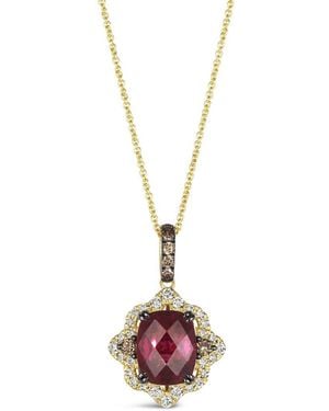 Le Vian Le Vian Raspberry Rhodolite 14K 5.10 Ct. Tw. Diamond & Rhodolite Cocktail Pendant Necklace - Pink