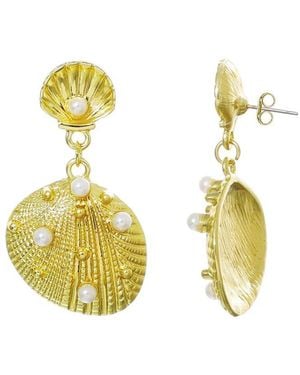 Adornia Shell Drop Earrings - Metallic