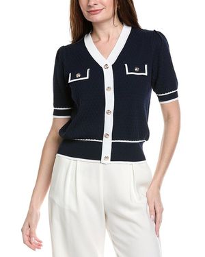 Nanette Lepore Short Sleeve Cardigan Top - Blue