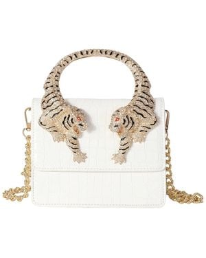 Tiffany & Fred Paris Croc-Embossed Leather Shoulder Bag - Metallic