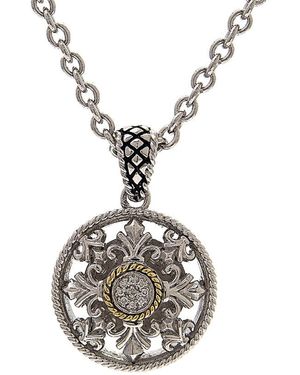 Andrea Candela Andrea Candela Fleur De Lis 18K & 0.03 Ct. Tw. Diamond Fleur De Lis Design Round Necklace - Metallic