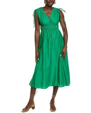 Maison Tara Solid Stretch Poplin Midi Dress - Green