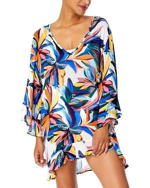Anne Cole Bell Sleeve Flounce Tunic - Blue