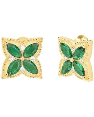 Gabi Rielle Shining Moment 14k Over Silver Cz Mossy Clover Studs - Green