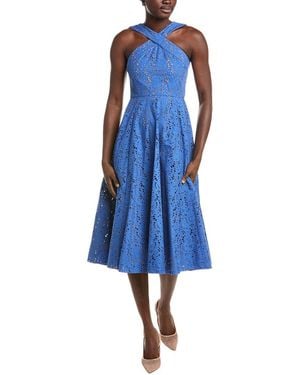 Michael Kors Cross Silk-Blend Midi Dress - Blue
