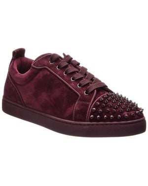 Christian Louboutin Louis Junior Spikes Suede Sneaker - Red