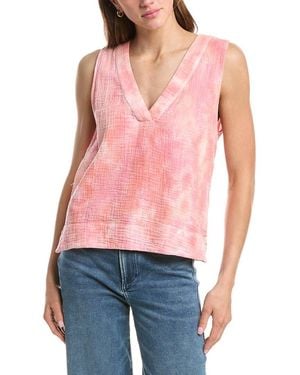 Faherty Dune Gauze Popover Top - Red